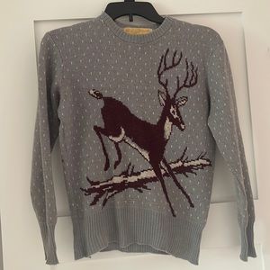 True vintage 1940s novelty ski sweater deer